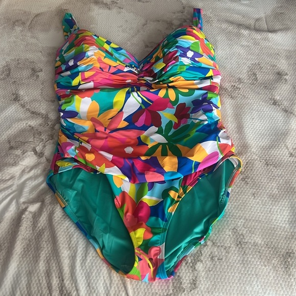 Bleu Rod Beattie Away We Go! Shirred Underwire Mio Swimsuit Size 18W - Picture 4 of 7